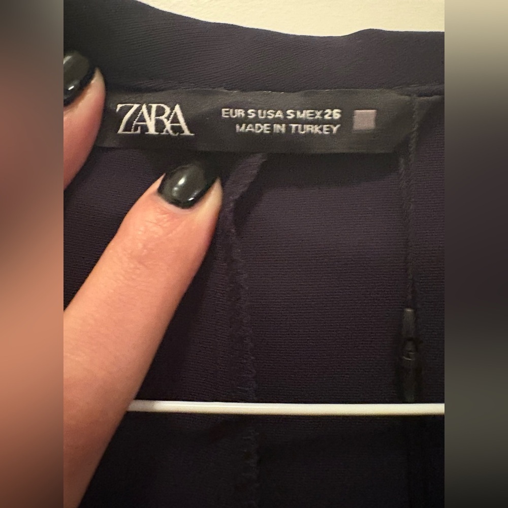 Zara Navy Zippered Shirt Midi Dress Size Small - Picture 6 of 15